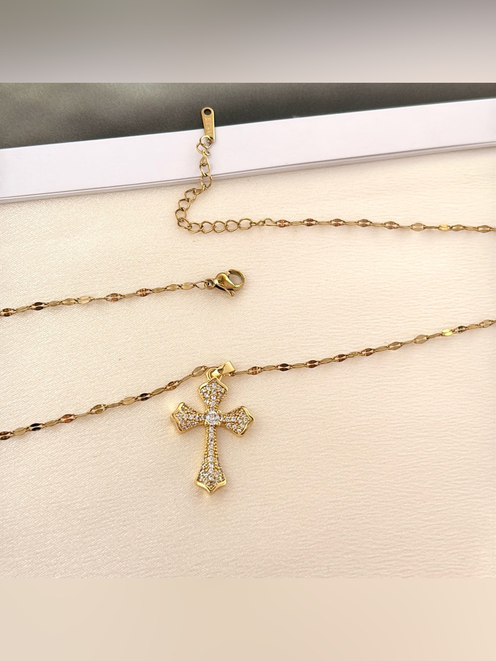 CZ Cross Pendant Necklace for Women - Picture 3 of 5